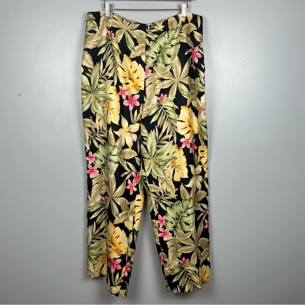 Vintage Talbots silk tropical print fully lined flat front pants, size 18.